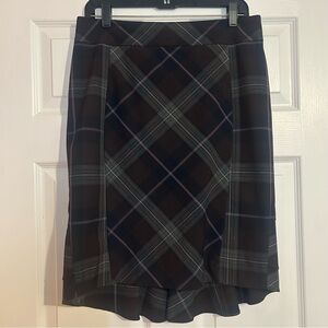 Express Dark Plaid Pencil Skirt